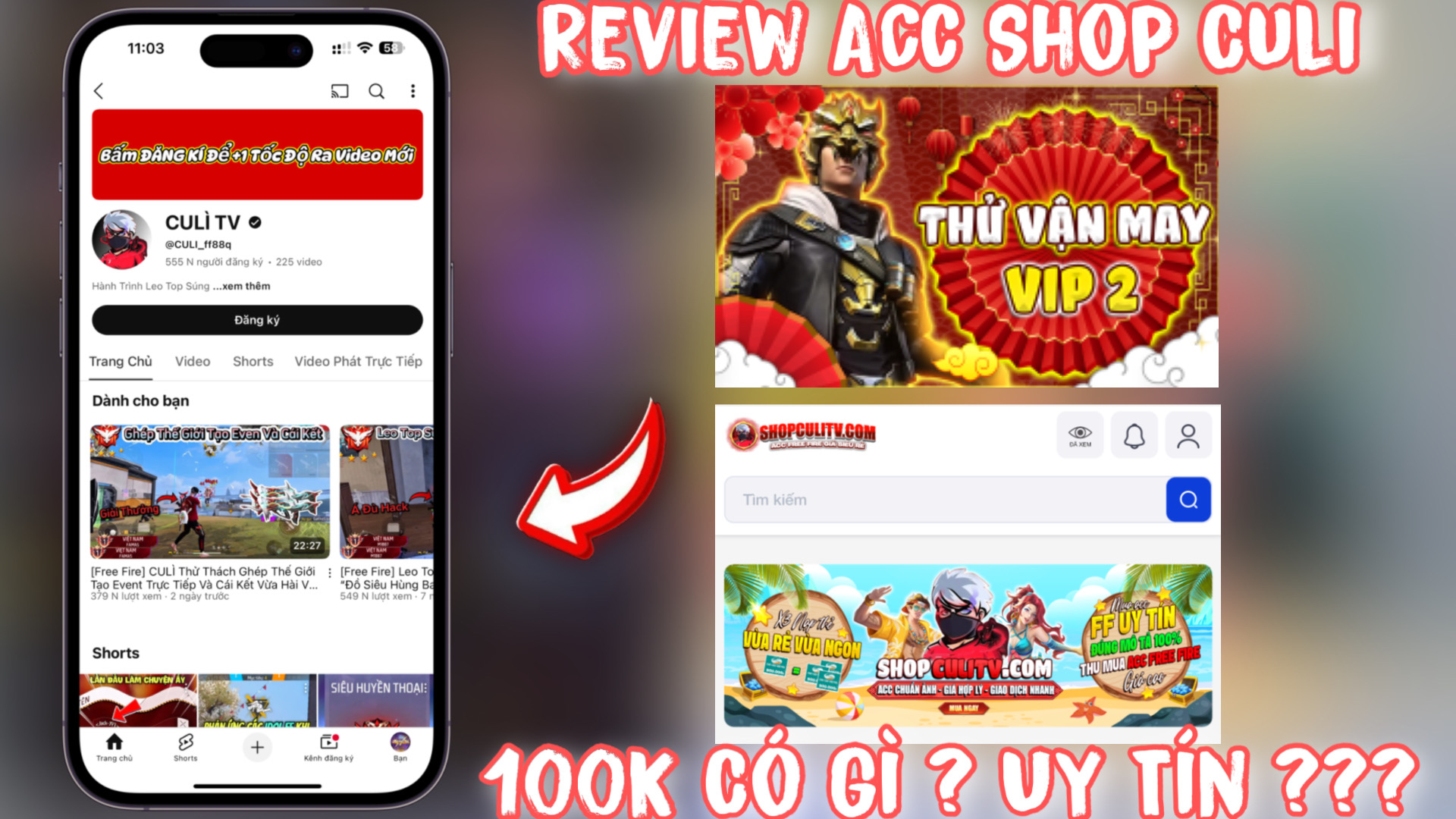 Mua Acc Free Fire 100K Shop Culi Tv Có Uy Tín Không ? Review Mua Acc Shop Culi TV