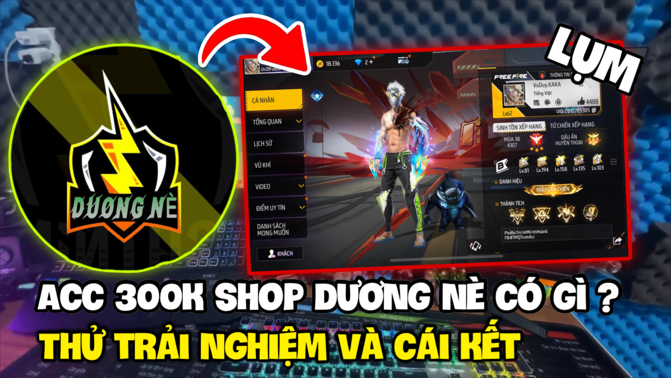 Review Acc Free Fire Có 13 Skin LV7, 1 Skin LV8, LV79 Siêu Vip Giá Rẻ | Mua Acc Free Fire 300K Shop Dương Nè